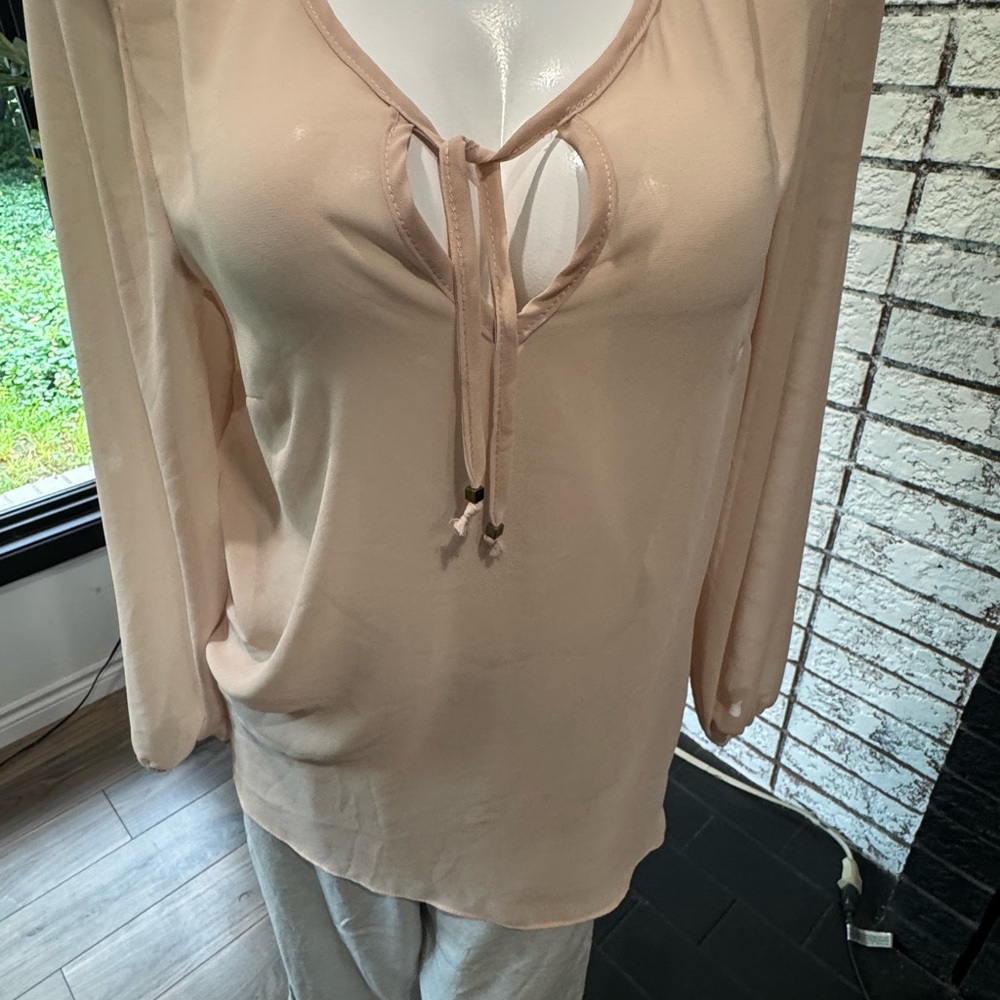 Le Chateau Blush Tie-Front Blouse